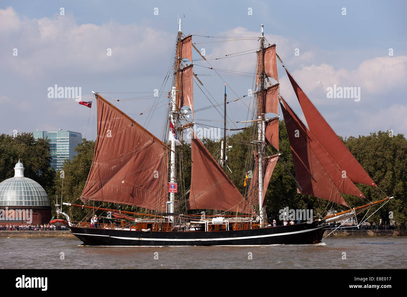 Eye of the Wind, taking part in the parade of sail, during the Tall Ships Festival, Greenwich. Stock Photo