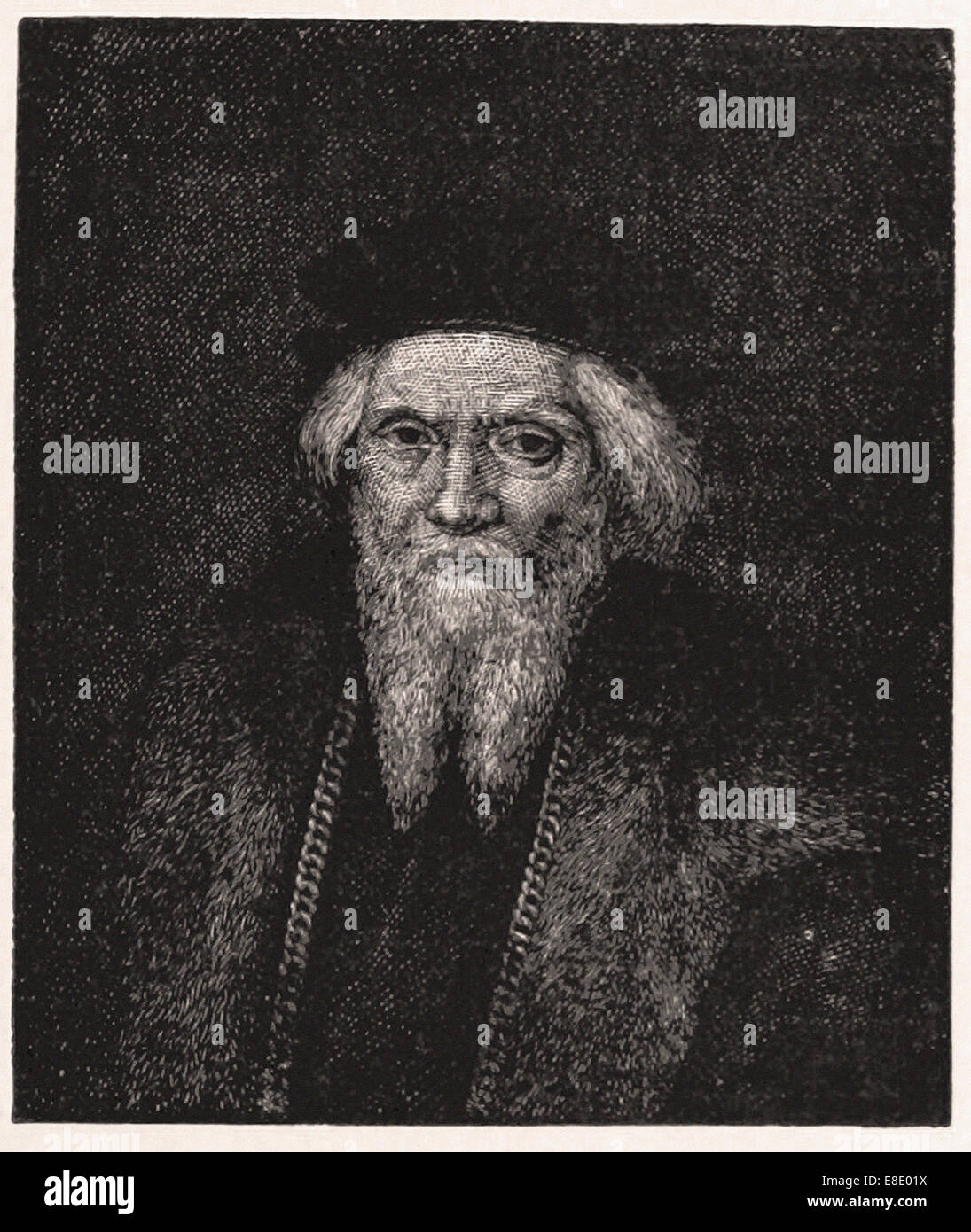 Portrait of Sebastian Cabot - Engraving - XIX th Century Stock Photo