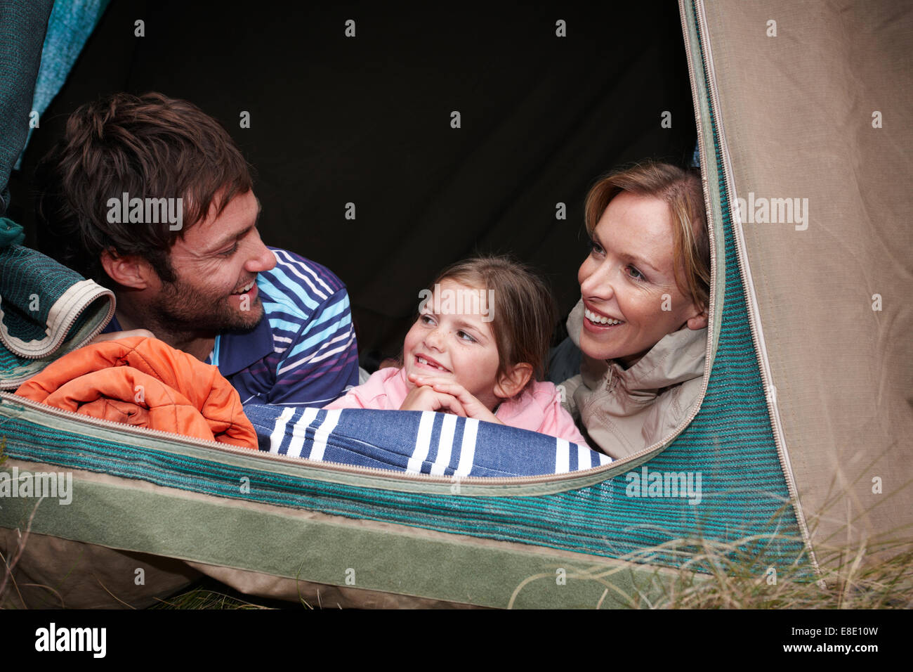 Small family camping Stock Photo