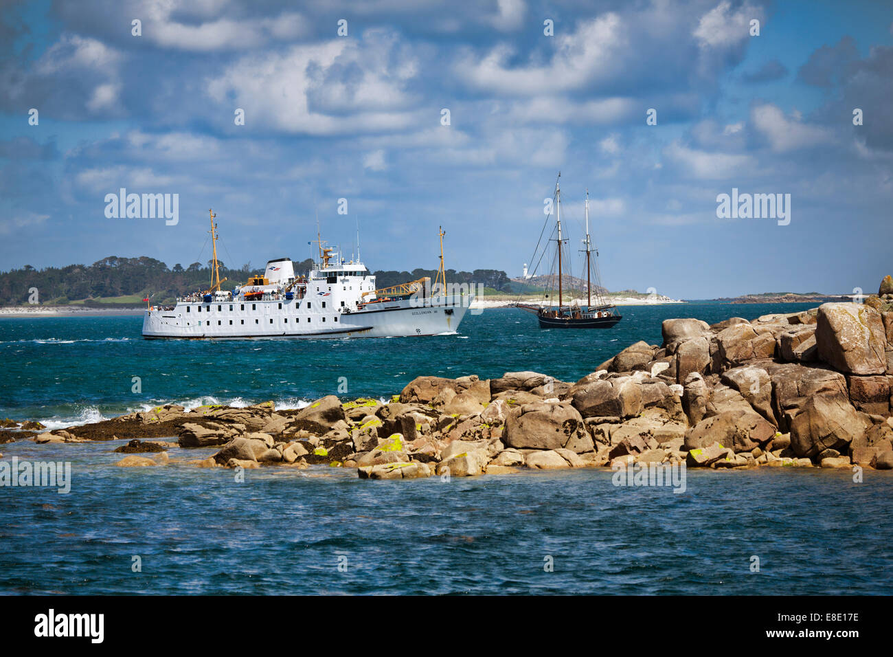 The Scillonian 3 coming into St Marys,Isles of Scilly Stock Photo