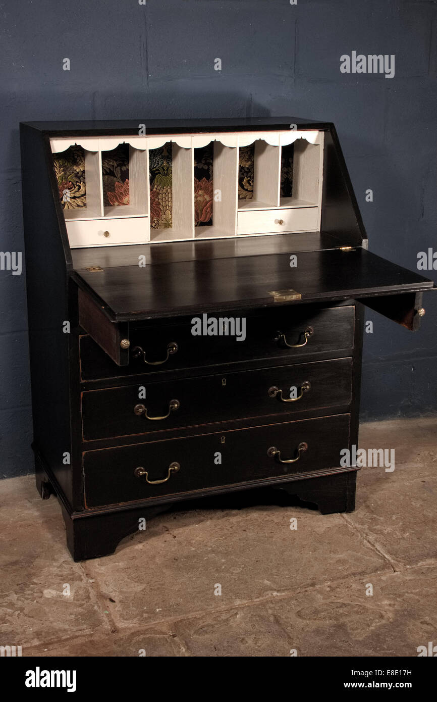 Shabby chic black ebony bureau Stock Photo