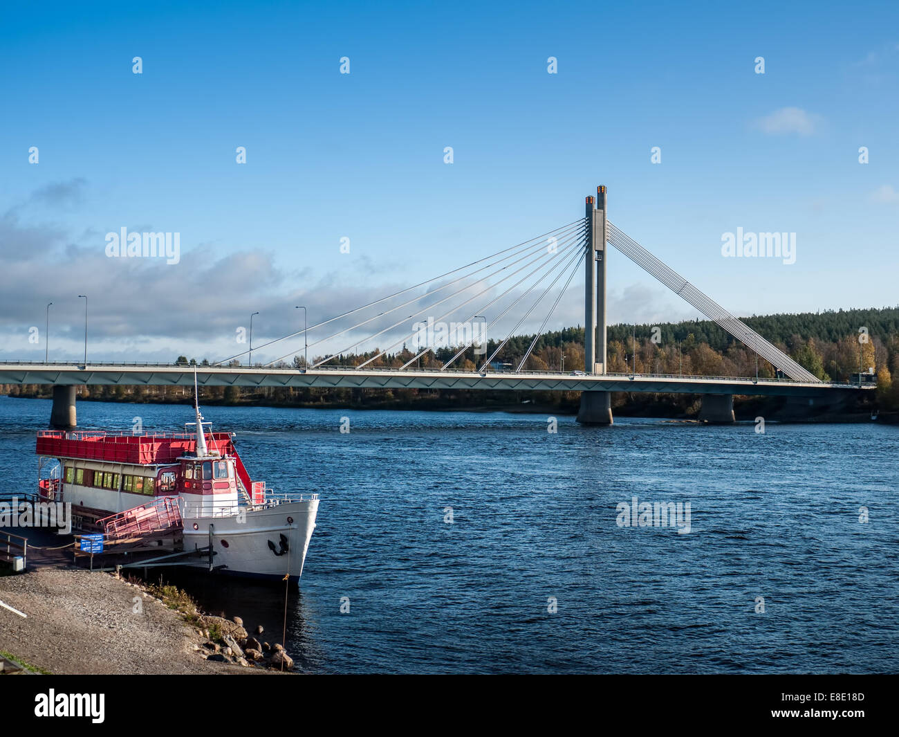 Bridge over the Ounas river, Rovaniemi, Finland Stock Photo
