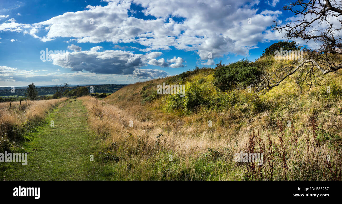 Iron Age earthworks at Cissbury Rings hill fort near Worthing, West