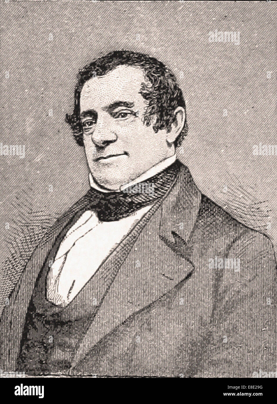 Portrait of Washington Irving- Engraving - XIX th Century Stock Photo