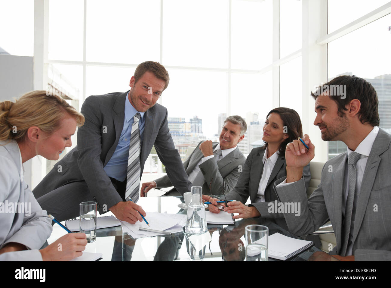 Young man leading a meeting Stock Photo