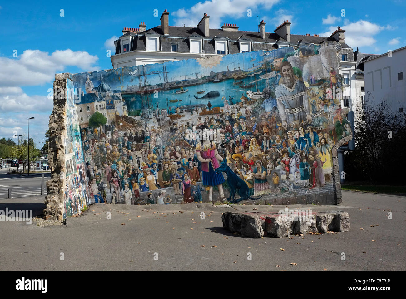 street wall painting mural on old ruin, nantes, france Stock Photo