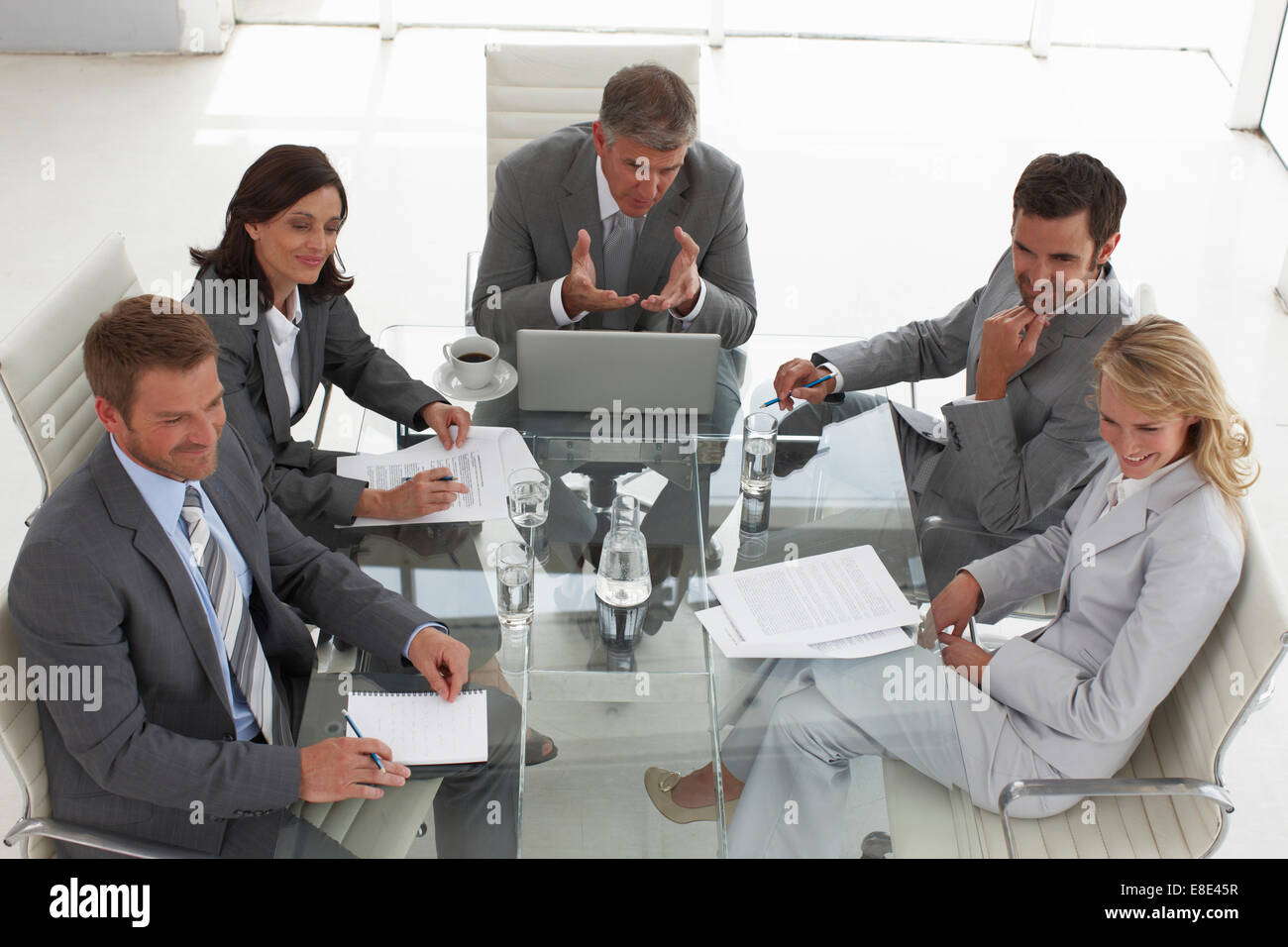 Man speaking at a meeting Stock Photo