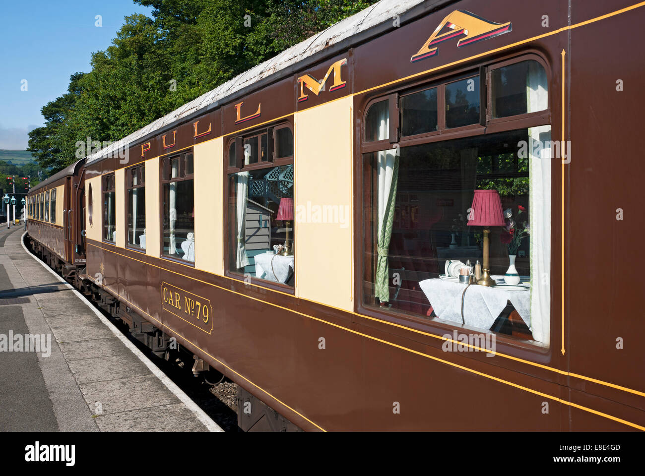 Pullman train dining carriages at Grosmont Railway Station North Stock