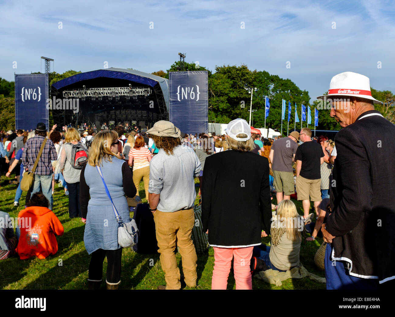 Festival goers at the Main stage at 'Festival No.6'. 6th September 2014 in Portmeirion, North Wales Stock Photo