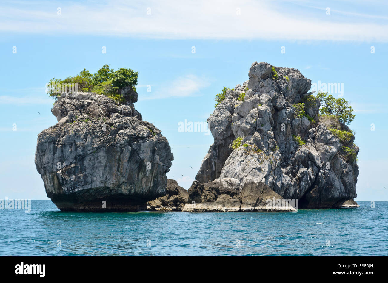 Small island at the blue sea in summer for diving of Chumphon province, Thailand. Stock Photo