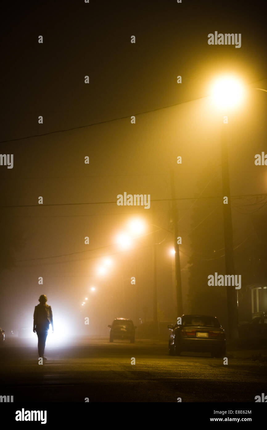 Suburban house night fog hi-res stock photography and images - Alamy