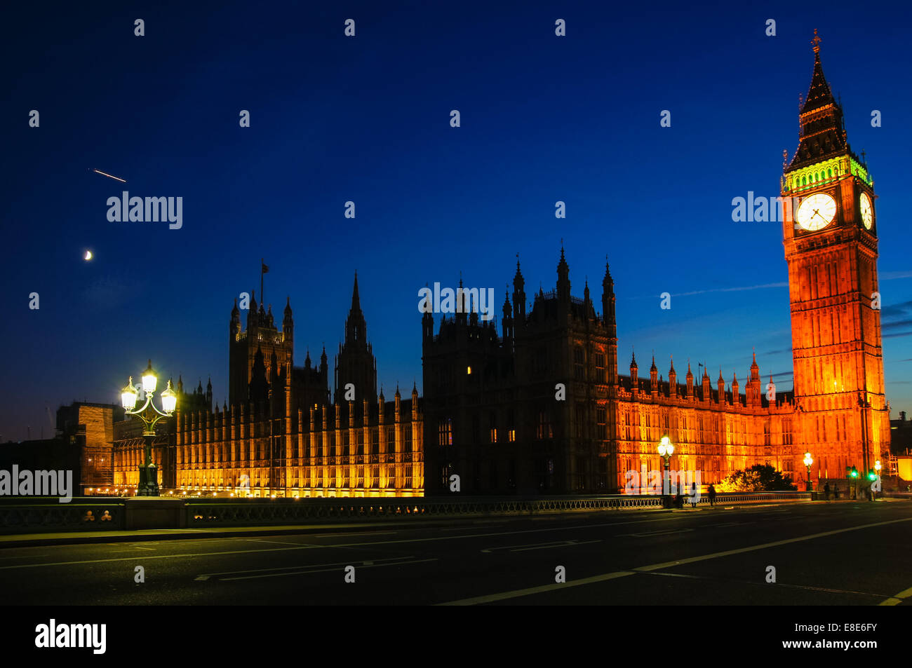 Big Ben and Houses of Parliament at dusk, London England United Kingdom UK Stock Photo