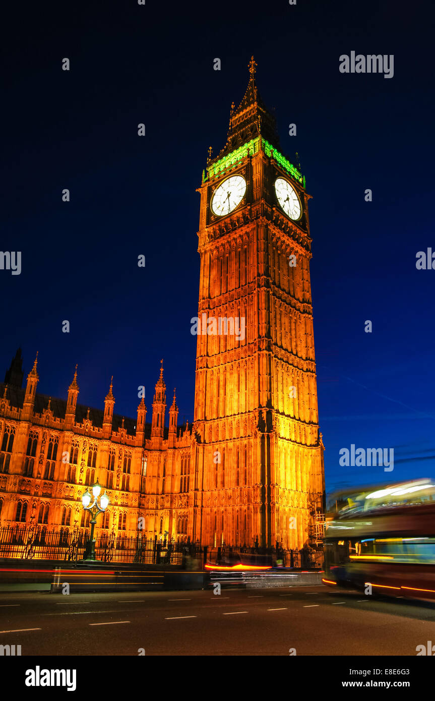 Big Ben and Houses of Parliament at dusk, London England United Kingdom UK Stock Photo