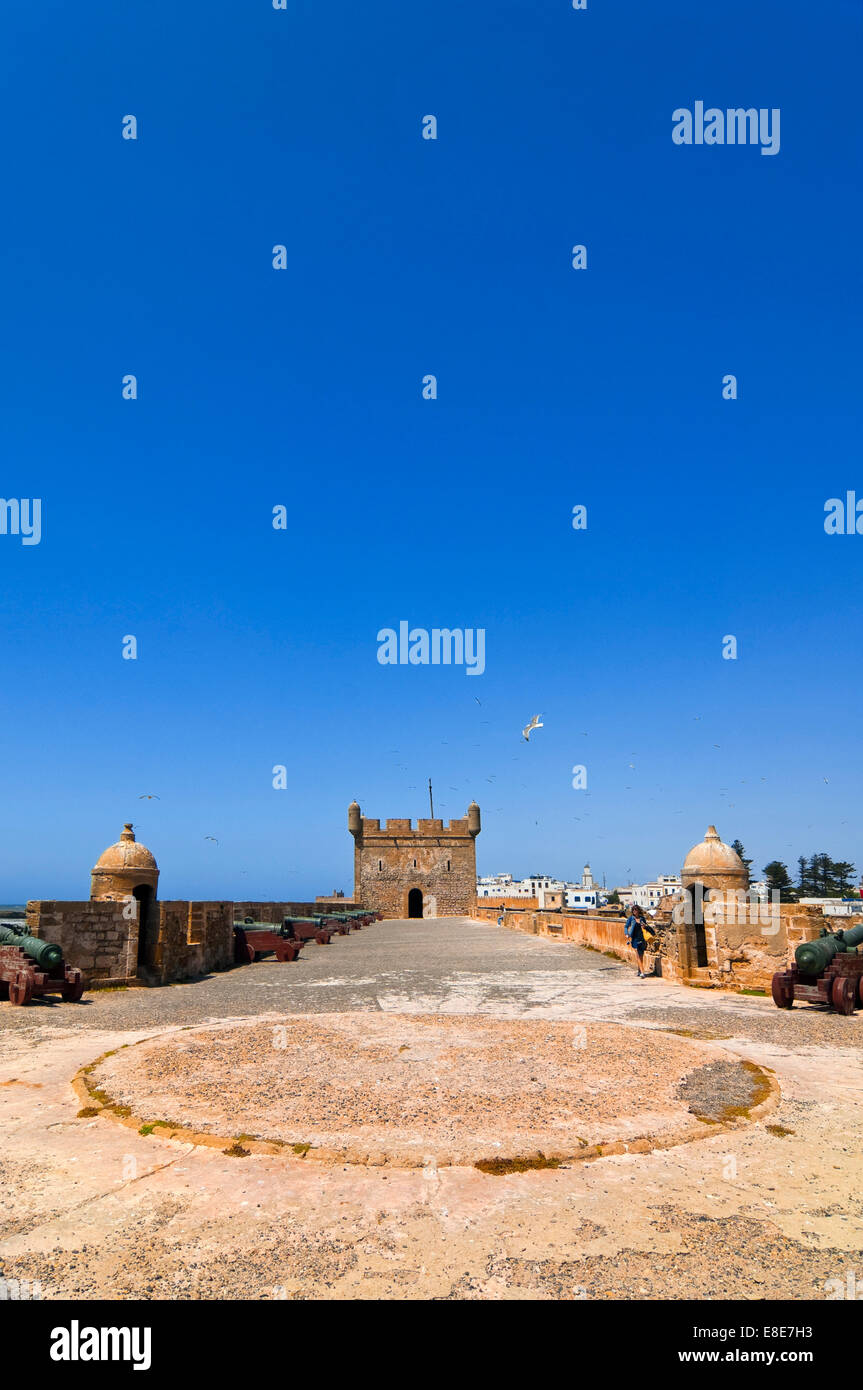 Vertical view of the fortress in Essaouira on a sunny day. Stock Photo