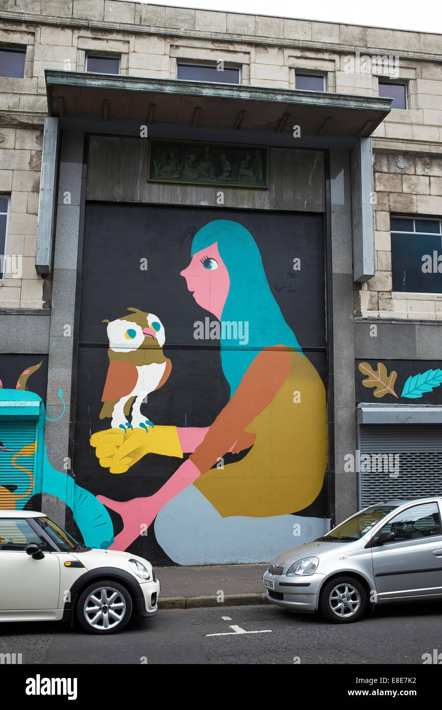 Detail of a mural by Matt Sewell on Donegall Street Belfast city centre Stock Photo