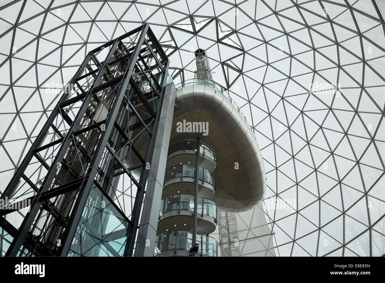 The glass dome roof and viewing platform in Victoria Square shopping