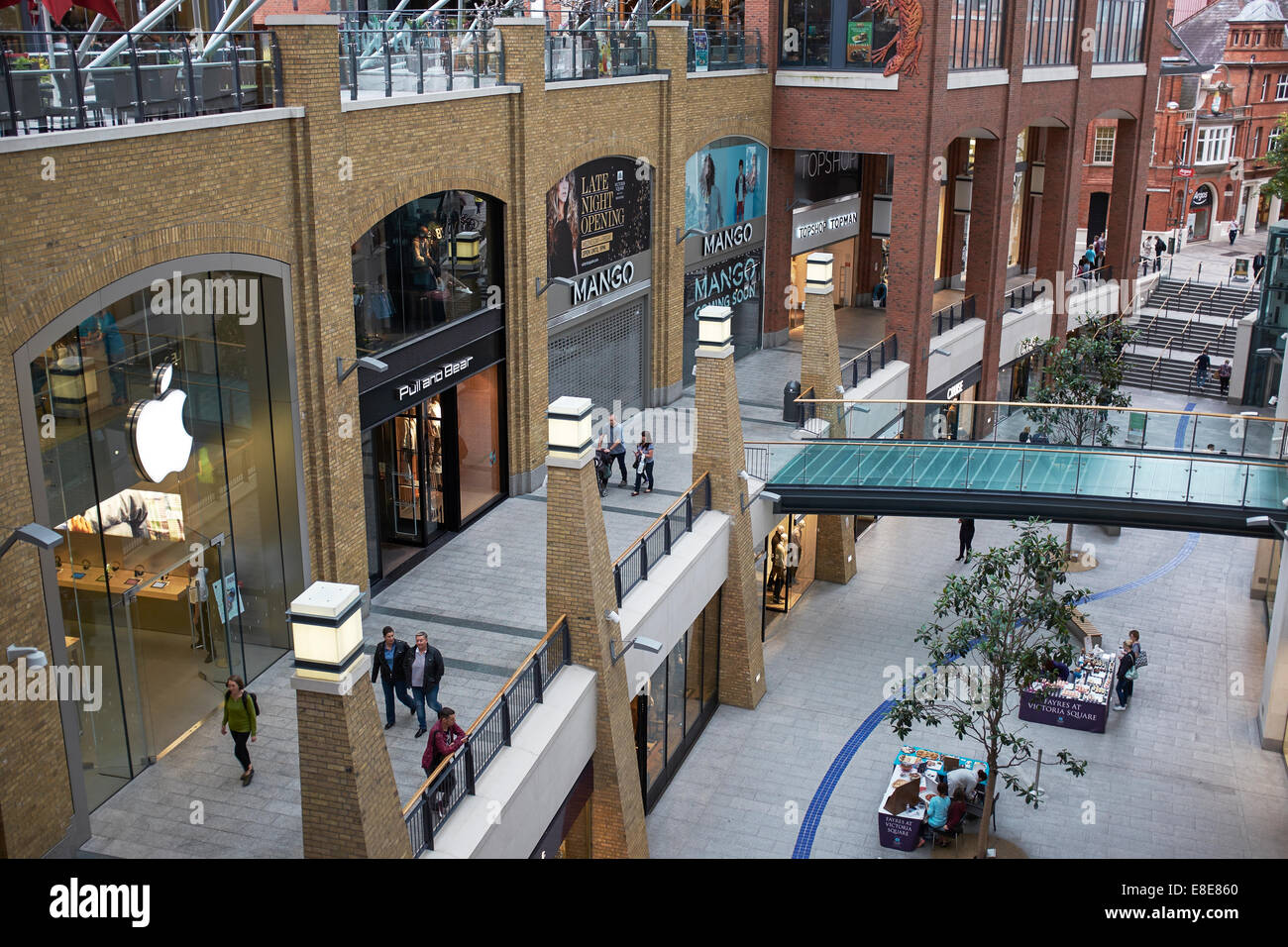 Retail units in Victoria Square shopping centre Belfast city centre Stock Photo