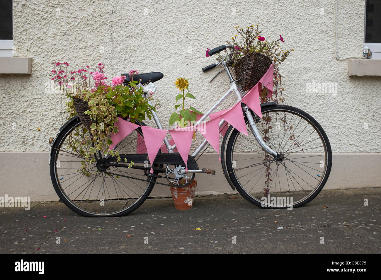 A decorated bicycle in Loughgall village County Armagh Northern Ireland UK Stock Photo