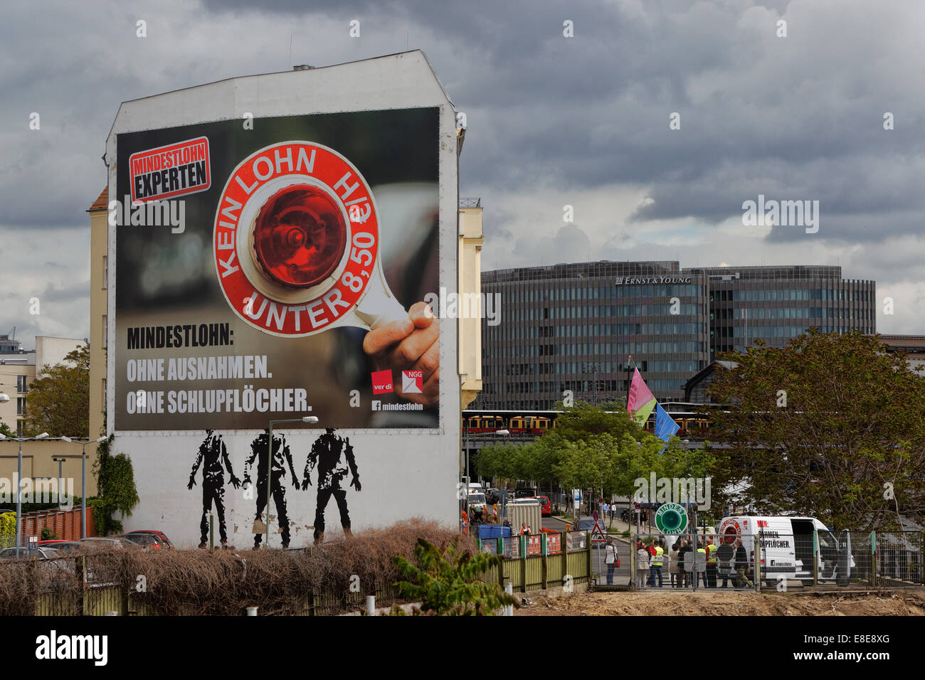 Berlin, Germany, Poster minimum wage without exception Stock Photo