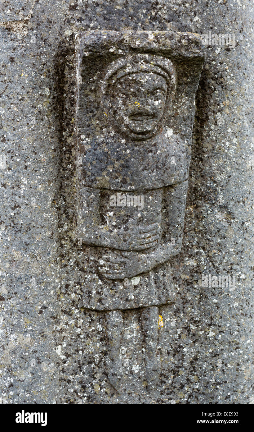 Carving of the 'Jerpoint Man', symbol of sin of gluttony in Cloisters at Jerpoint Abbey, Thomastown, County Kilkenny, Ireland Stock Photo