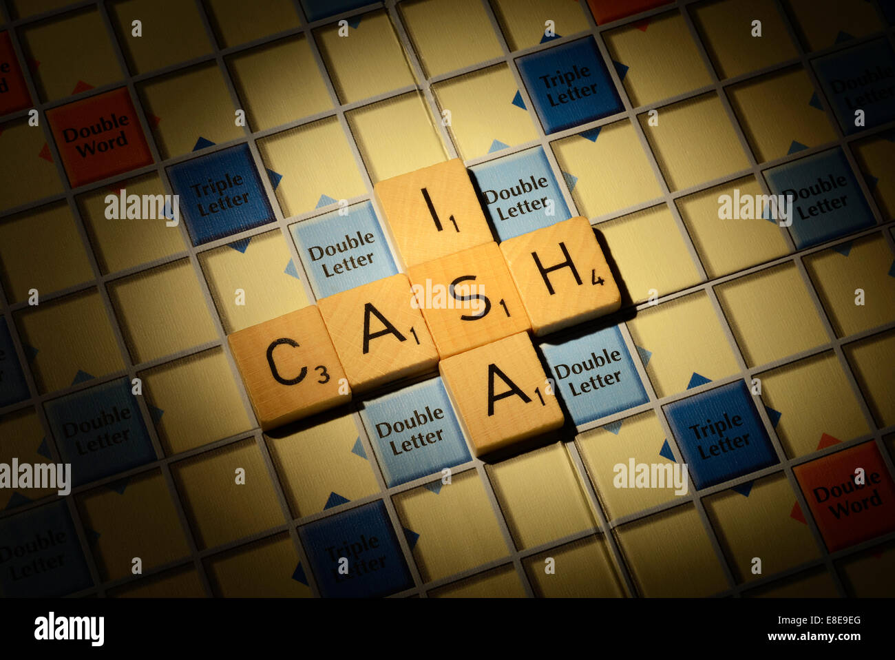 Scrabble board with the words Cash ISA Stock Photo