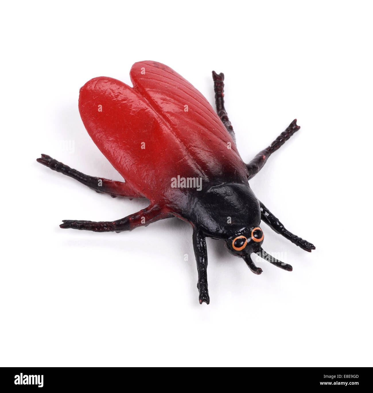 Plastic toy red beetle insect Stock Photo