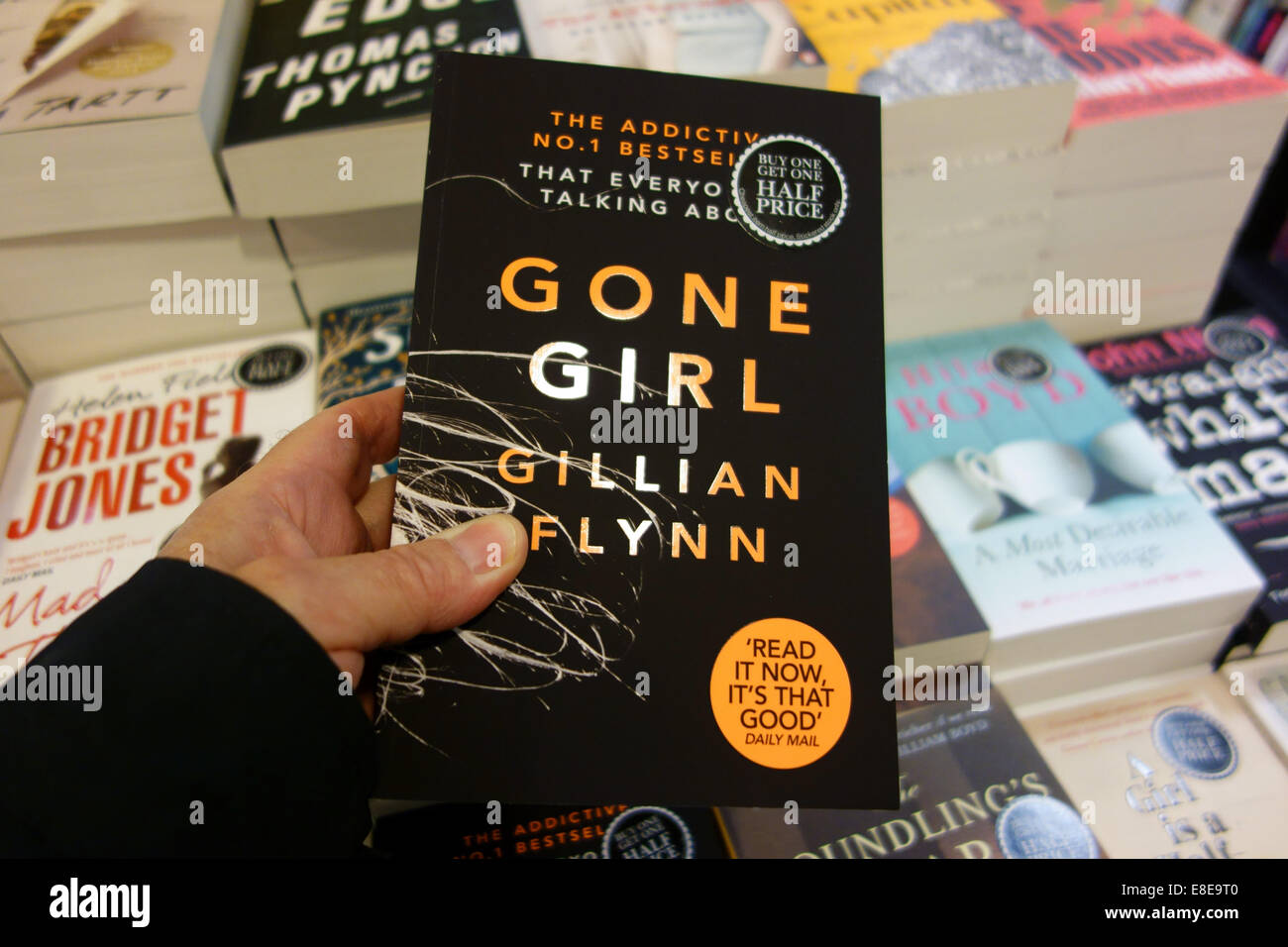 'Gone Girl' bestselling thriller by Gillian Flynn in a bookshop, London Stock Photo