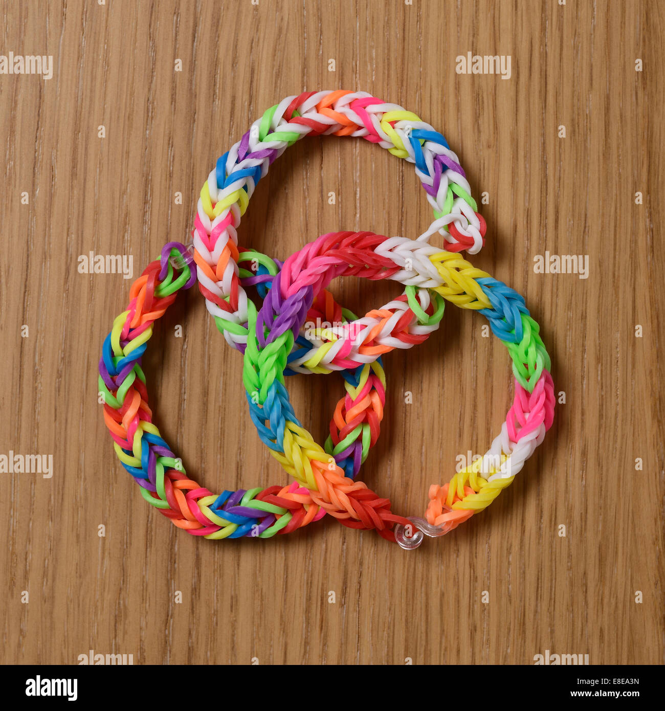 Three Loom Band bracelets Stock Photo