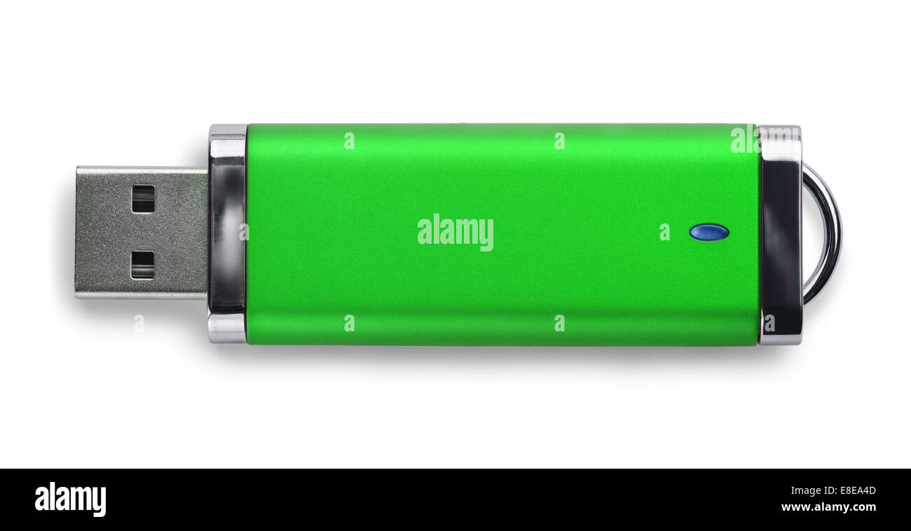 Green USB memory stick isolated on white Stock Photo Alamy