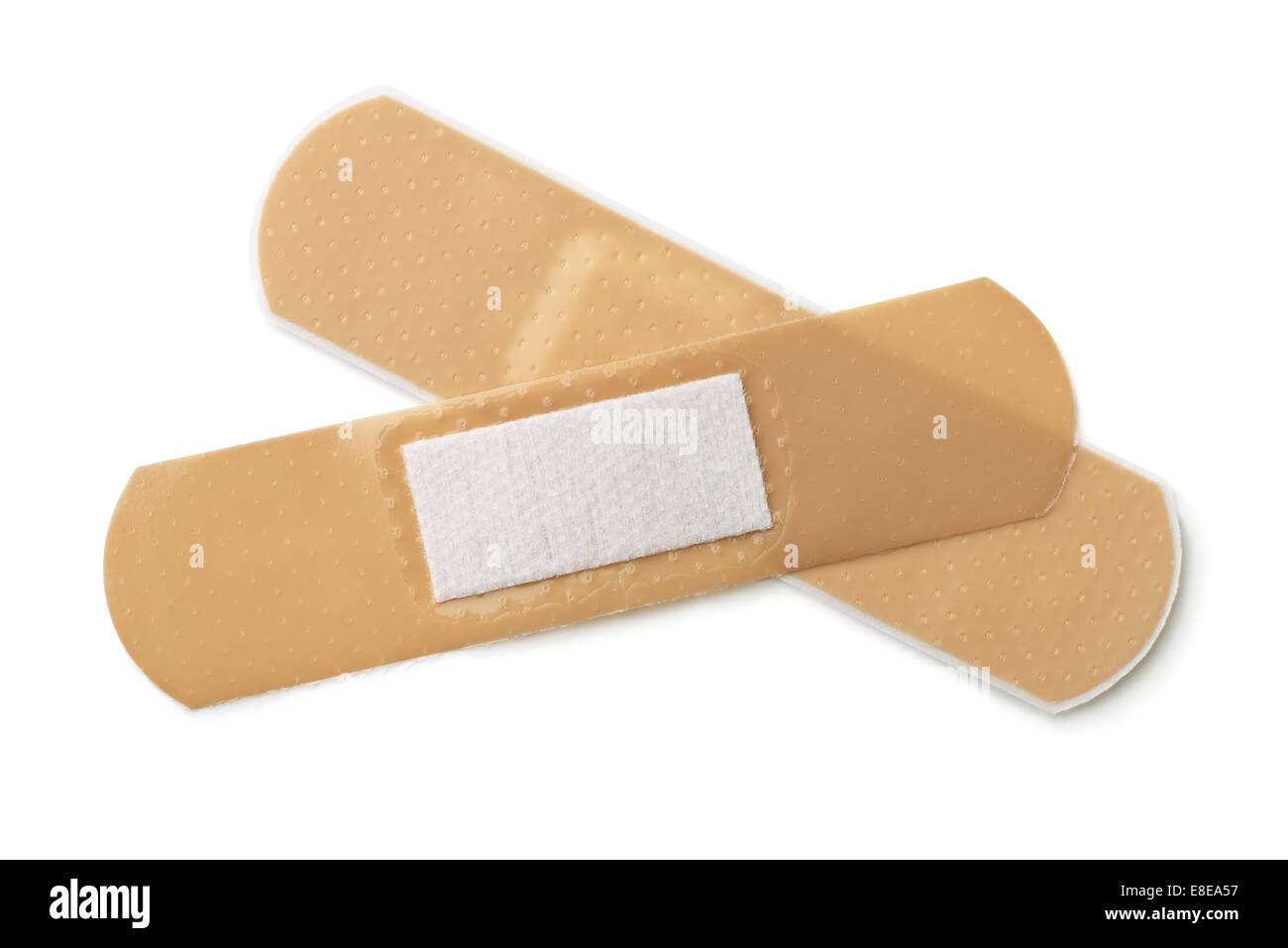 Two pieces of adhesive bandage isolated on white Stock Photo