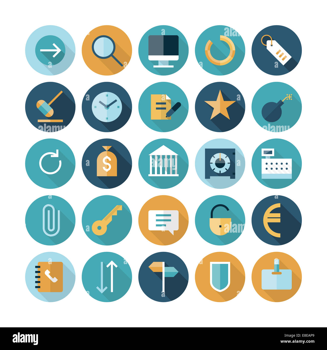Flat design icons for business and finance. Stock Photo