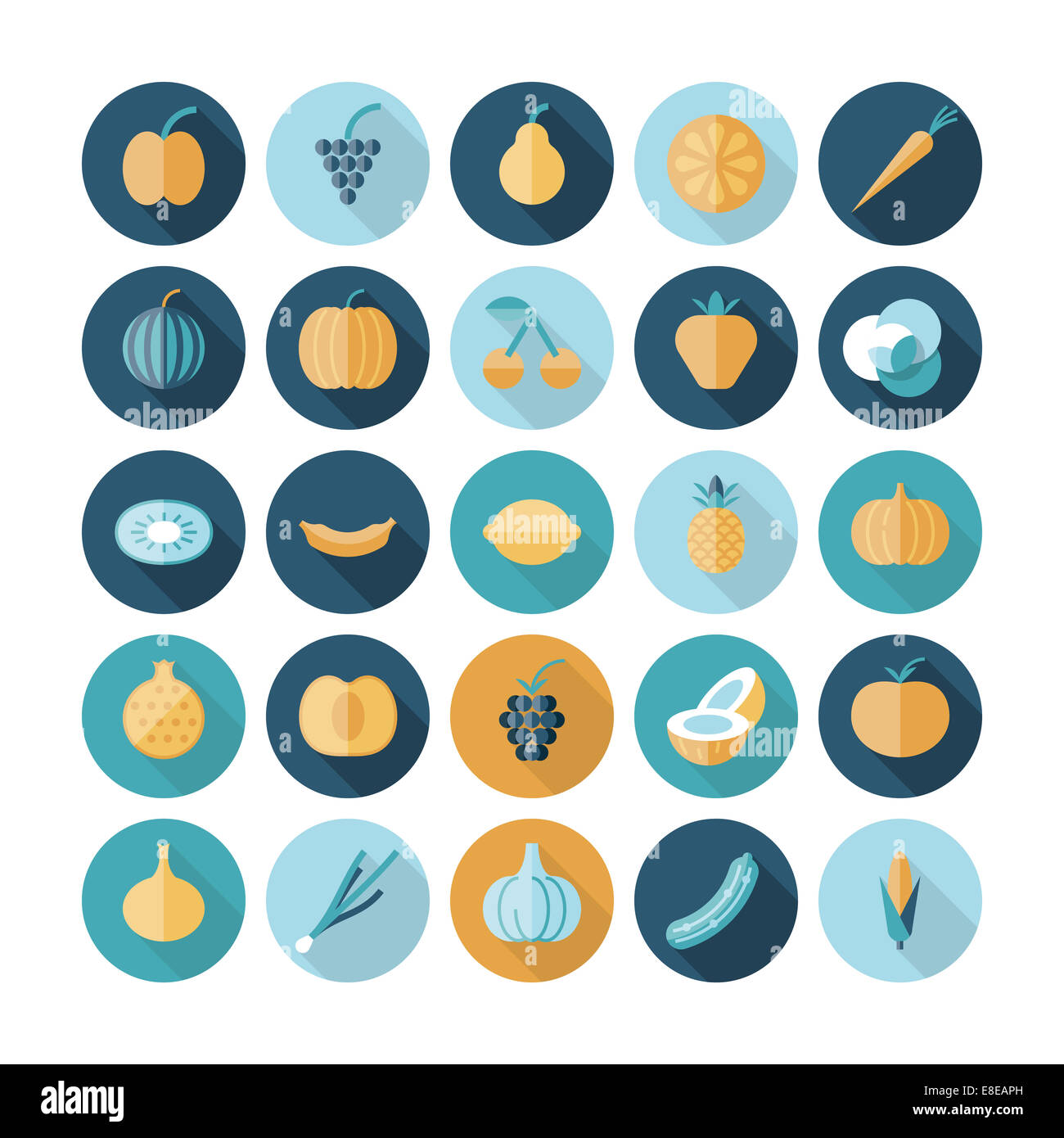 Flat design icons for fruits and vegetables Stock Photo - Alamy