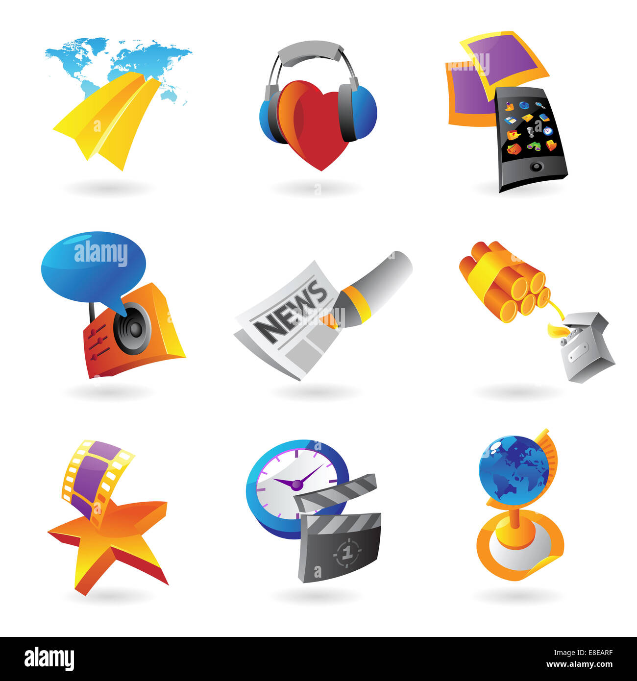 Icons for media, information and entertainment Stock Photo - Alamy