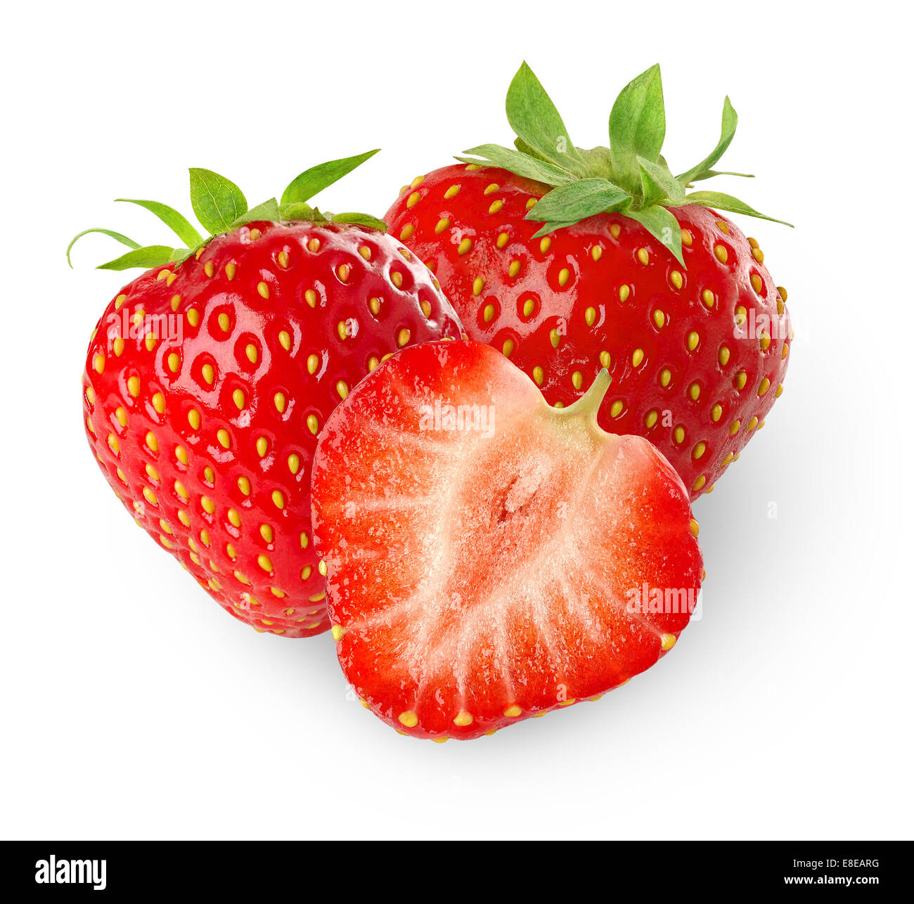 Beautiful strawberries isolated on white Stock Photo