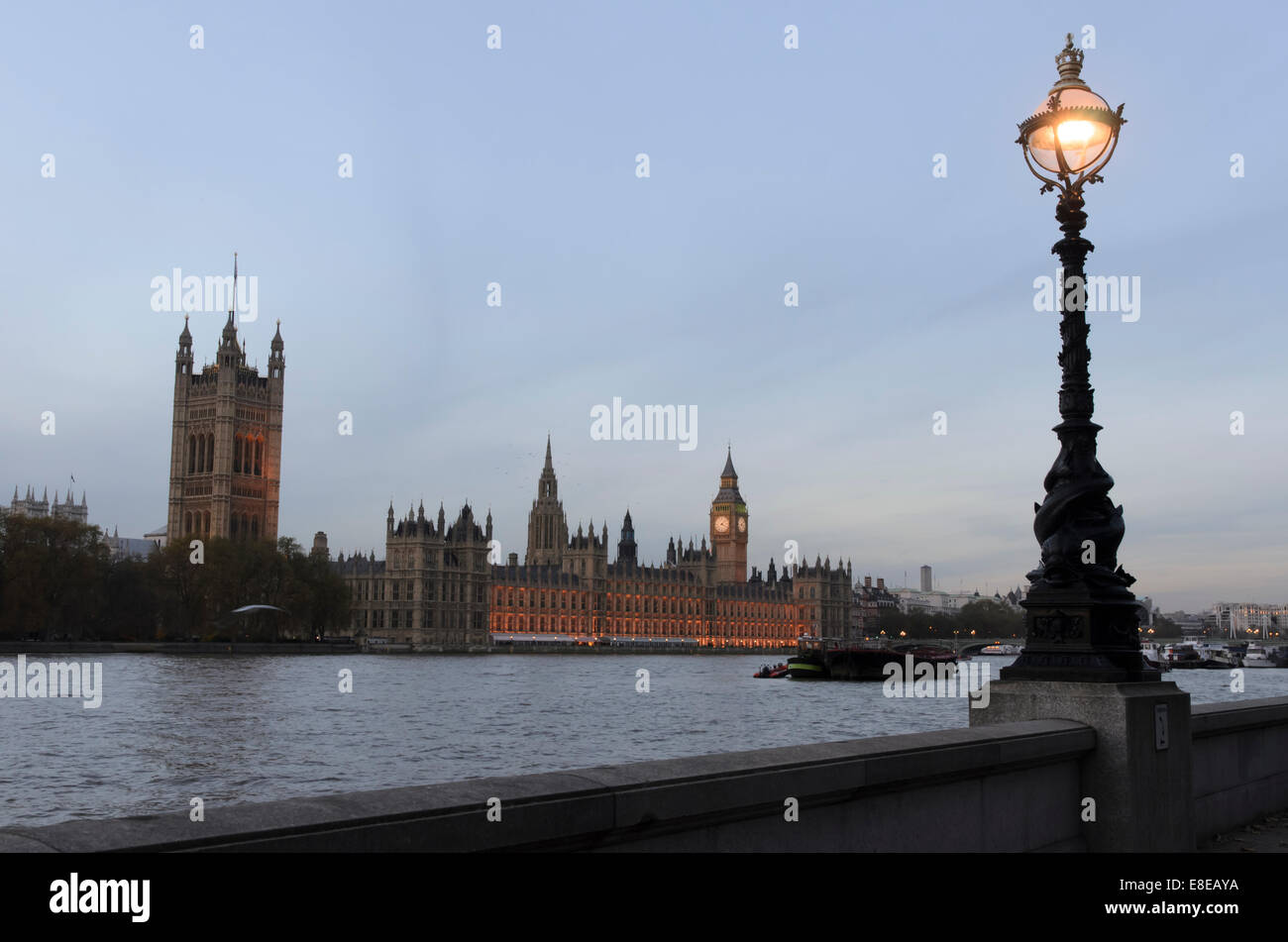 Westminster Palace at dusk - London, England Stock Photo