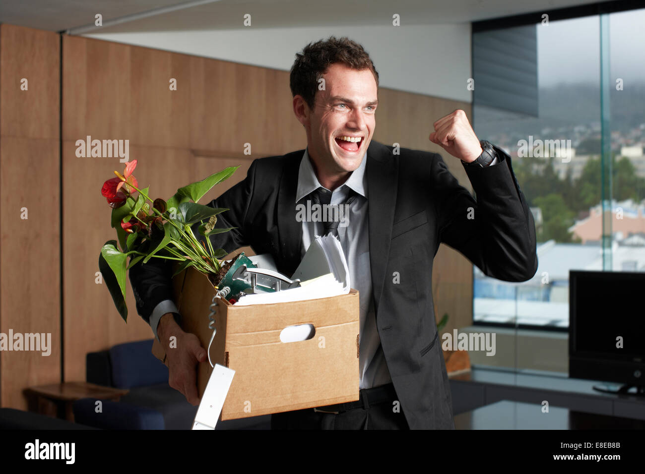 Happy jobless man Stock Photo