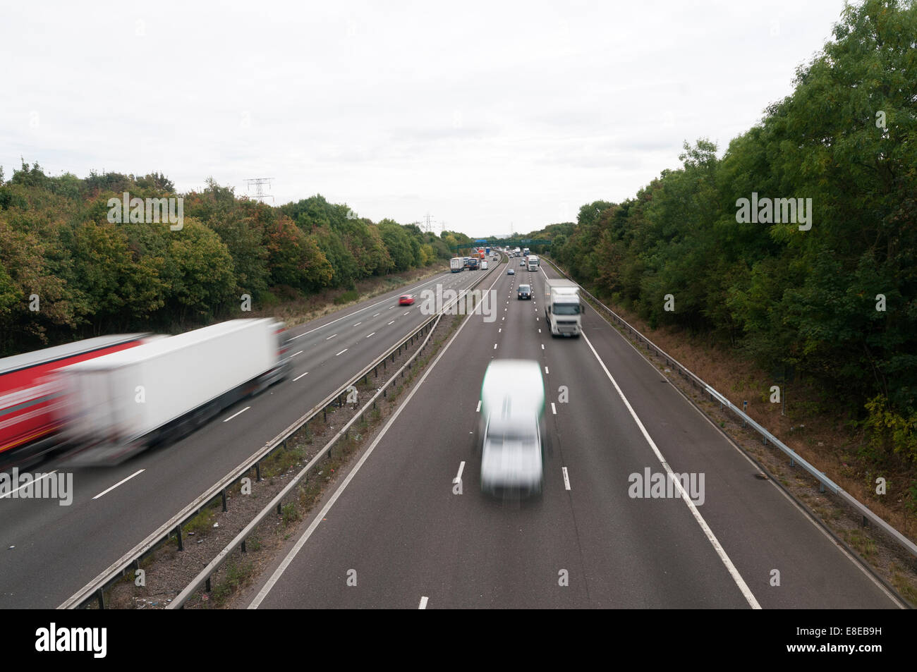 M6 Motorway between junction 2 and 1 looking south Stock Photo