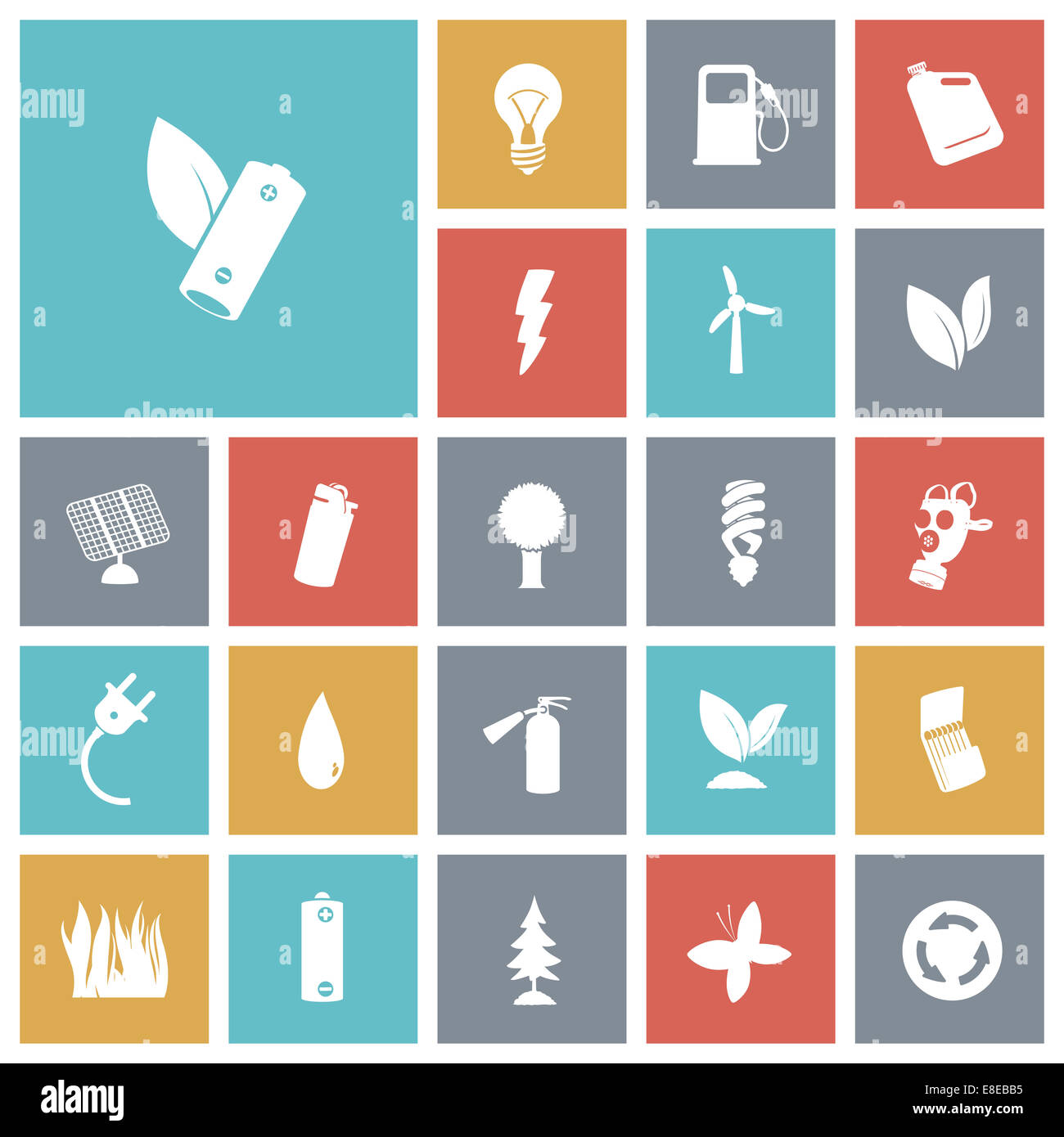 Flat design icons for energy and ecology Stock Photo - Alamy