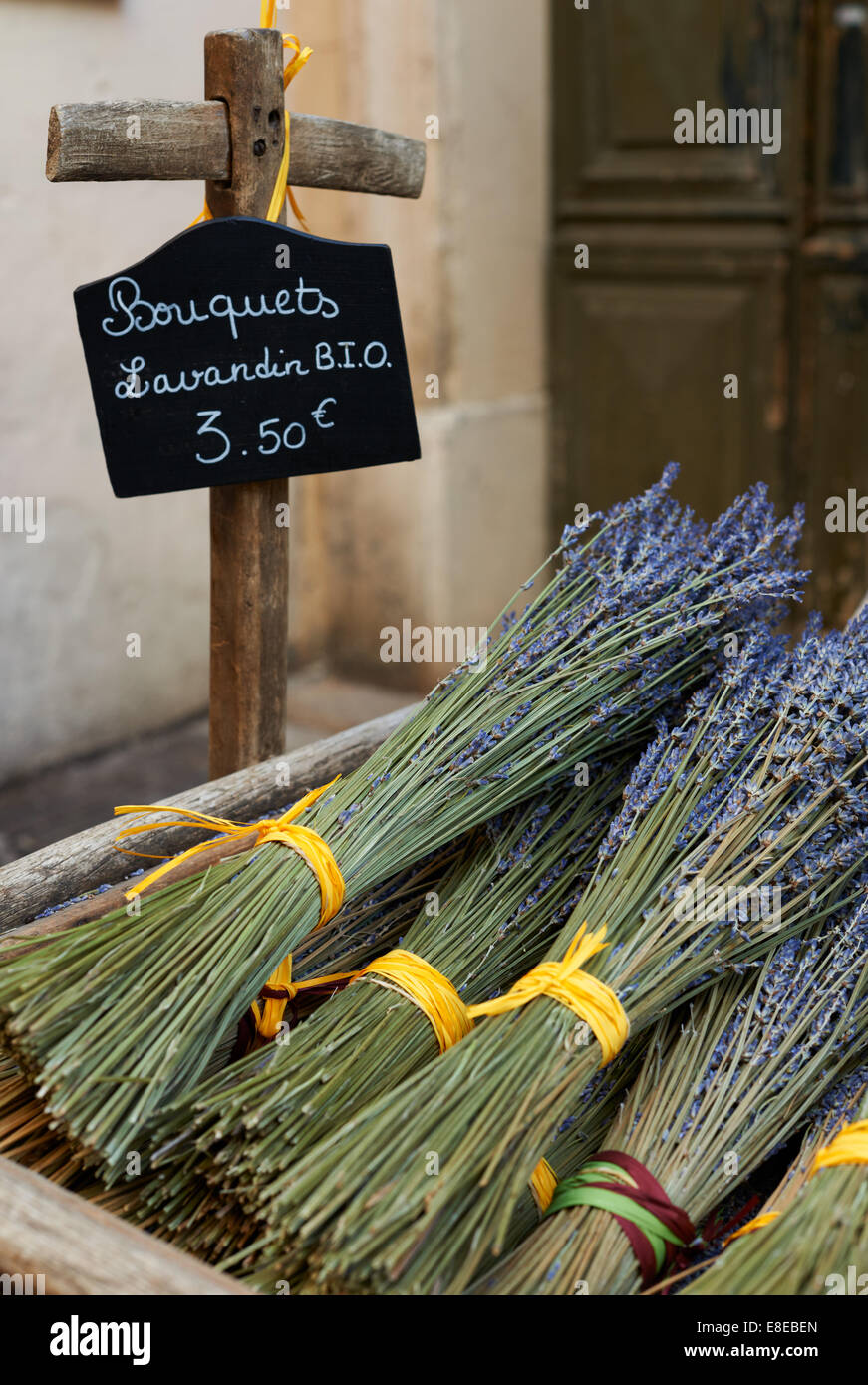 Bouquets of dry lavender for sale in Aix en Provence town, France Stock Photo
