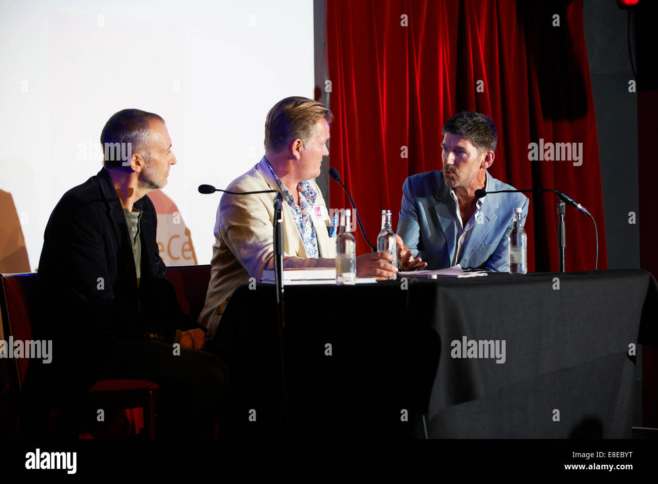 Michel Roux Jr, James Pembroke & Russell Norman at the The Soho Literary Festival Soho London Stock Photo