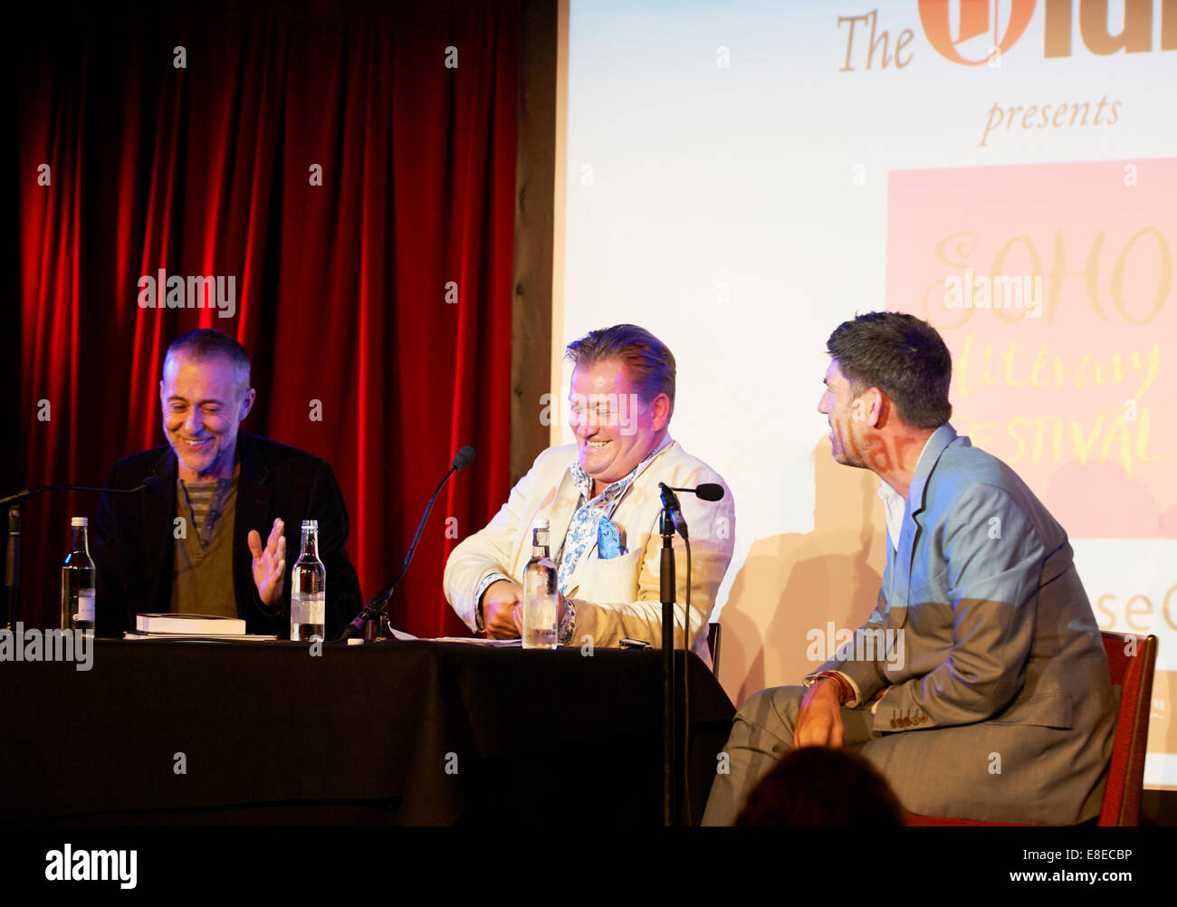 Michel Roux Jr, James Pembroke & Russell Norman at the The Soho Literary Festival Soho London Stock Photo