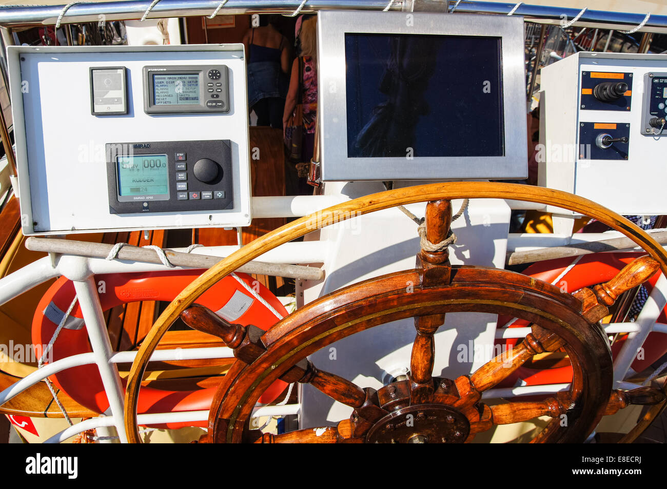Tall ship steering wheel Stock Photo Alamy