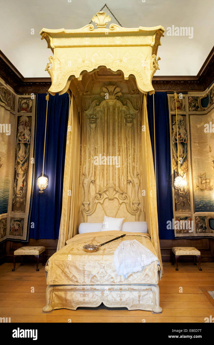 Private bedchamber of Caroline of Ansbach wife of George II king of England - Hampton Court Palace - England Stock Photo