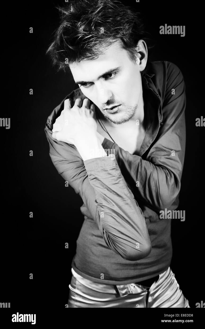 Portrait stylish fashion model Black and White Stock Photos & Images ...