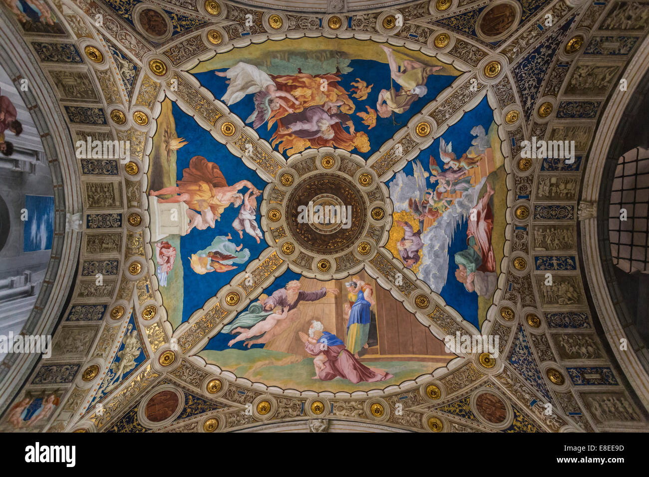 Ceiling of Stanza di Eliodoro (Room of Heliodorus), Raphael Rooms (Stanze di Raffaelo), Vatican Museum, Vatican City Stock Photo