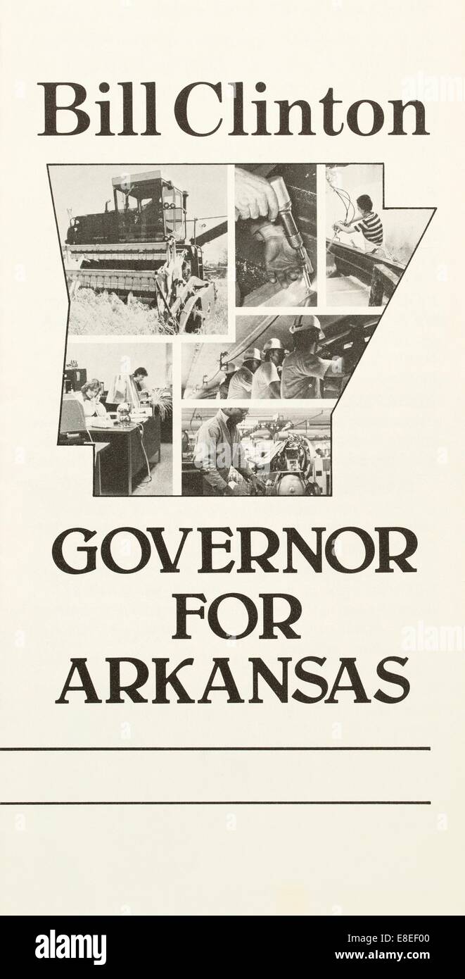 Bill Clinton’s 1982 reelection campaign leaflet for Governor of Arkansas Stock Photo