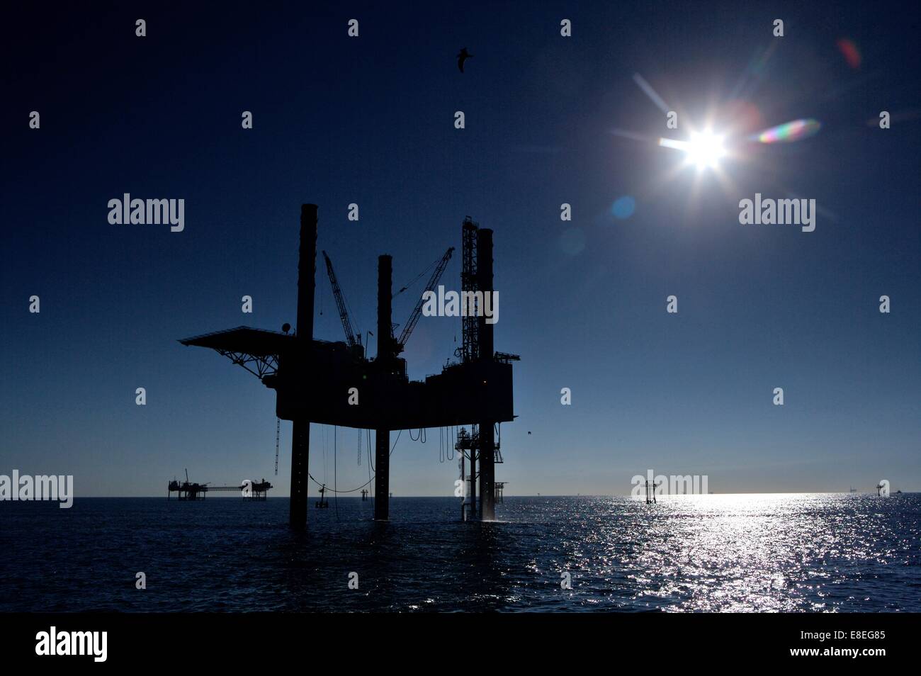 Offshore Oil Drilling Rig with Water Reflection Stock Photo - Alamy