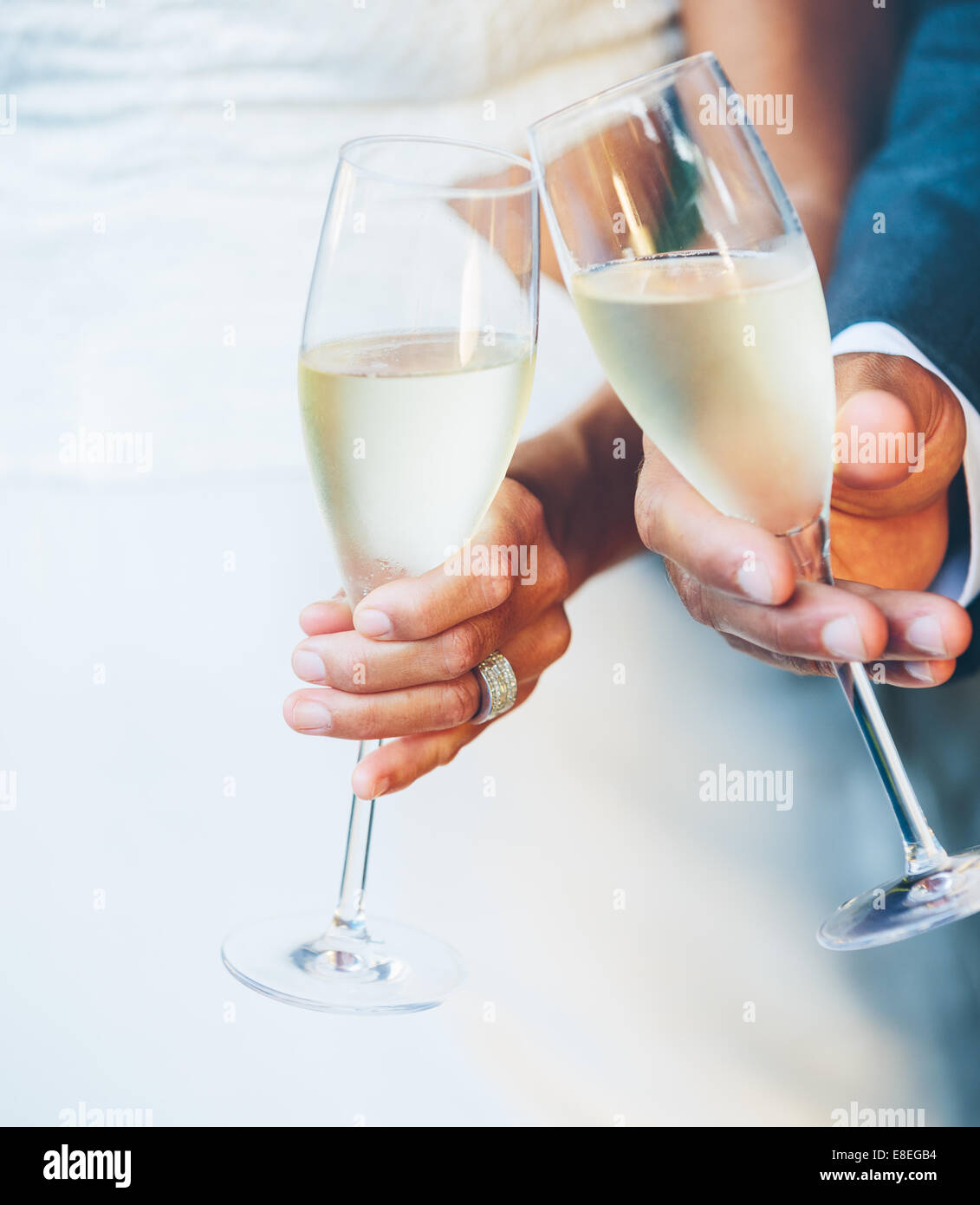 Wedding Couple Champagne Toast Stock Photo Alamy