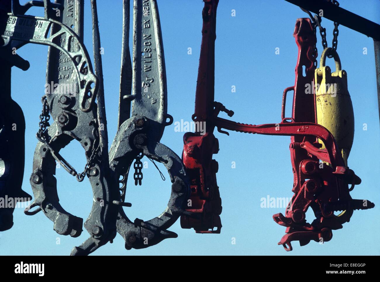 Wrenches and Tongs Stored on Offshore Oil Drilling Rig Stock Photo Alamy