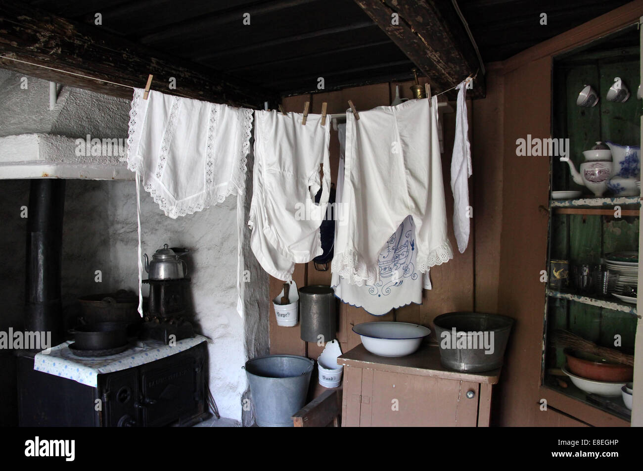 Interior of an Old Wooden Building at the Norwegian Folk Museum in Oslo ...
